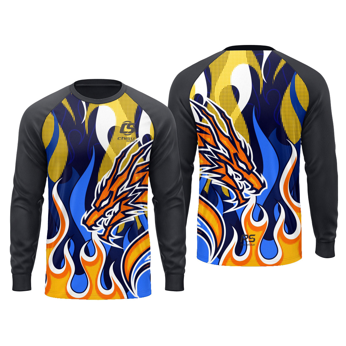 Sublimation Custom Dragon Boat Long sleeves jersey Design Template 601