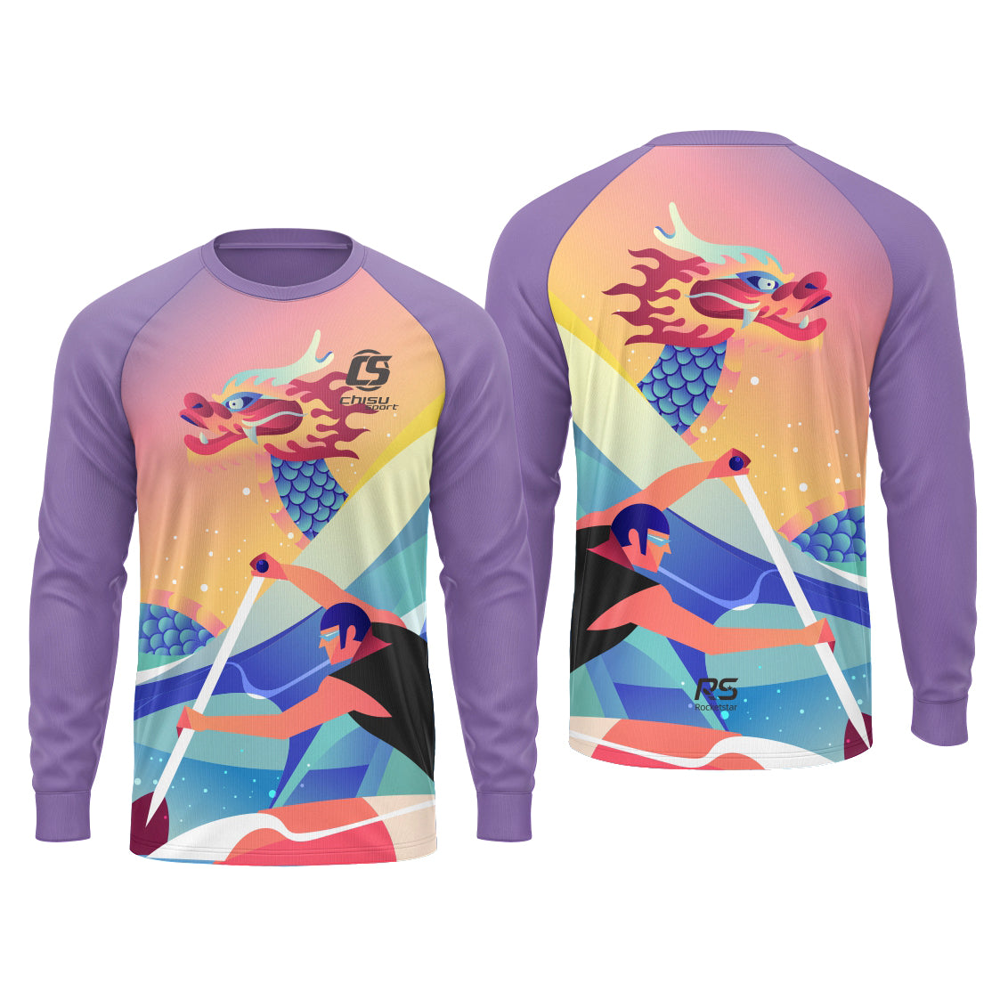 Sublimation Custom Dragon Boat Long sleeves jersey Design Template 601