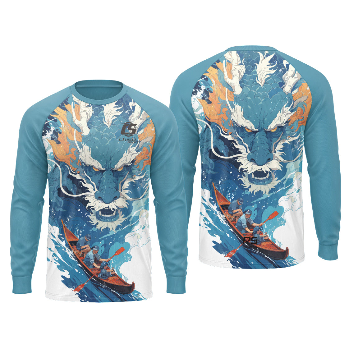Sublimation Custom Dragon Boat Long sleeves jersey Design Template 601