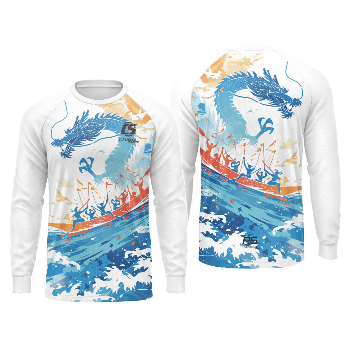 Sublimation Custom Dragon Boat Long sleeves jersey Design Template 601