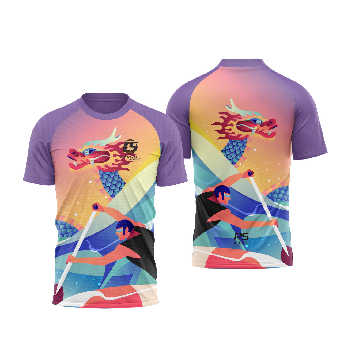 Sublimation Custom Dragon Boat Short-sleeved Tee Design Template 601