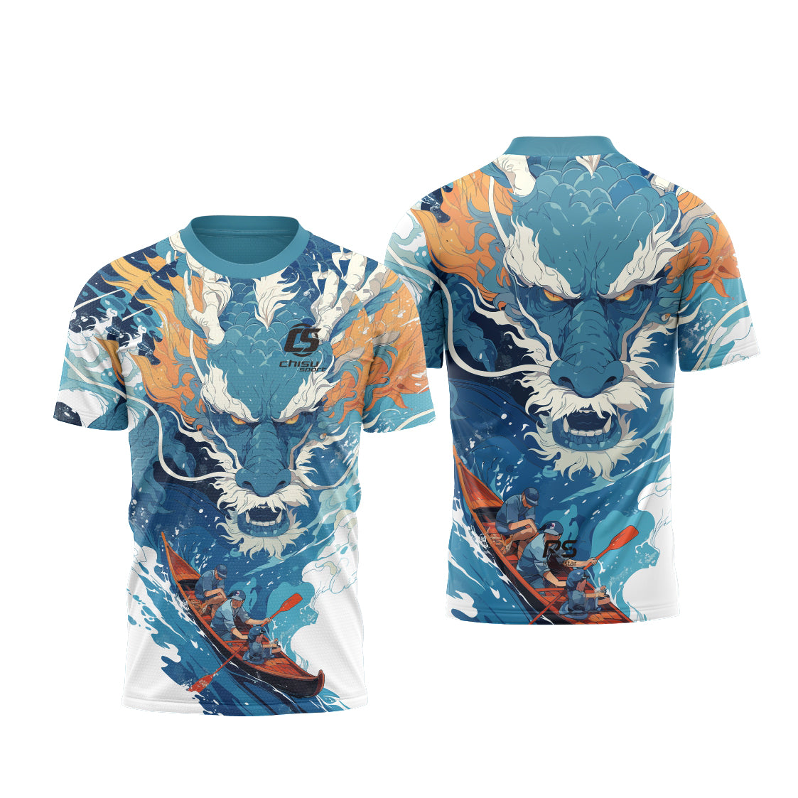 Sublimation Custom Dragon Boat Short-sleeved Tee Design Template 601