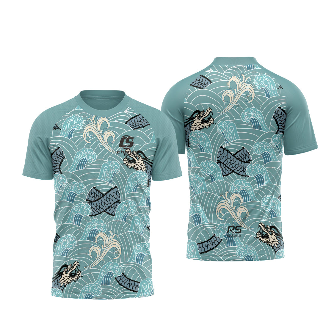 Sublimation Custom Dragon Boat Short-sleeved Tee Design Template 601