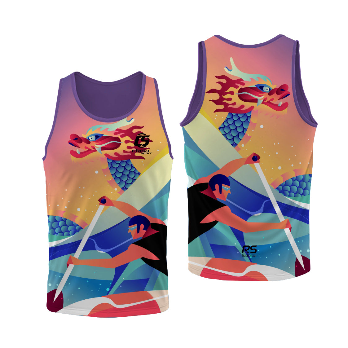 Sublimation Custom Dragon Boat Singlet Top Tank Design Template 601