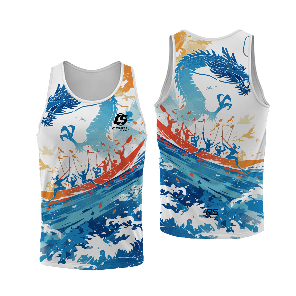 Sublimation Custom Dragon Boat Singlet Top Tank Design Template 601
